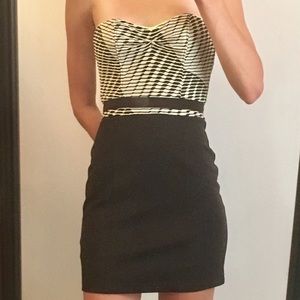 Silence + Noise Black White and Neon Bodycon Dress